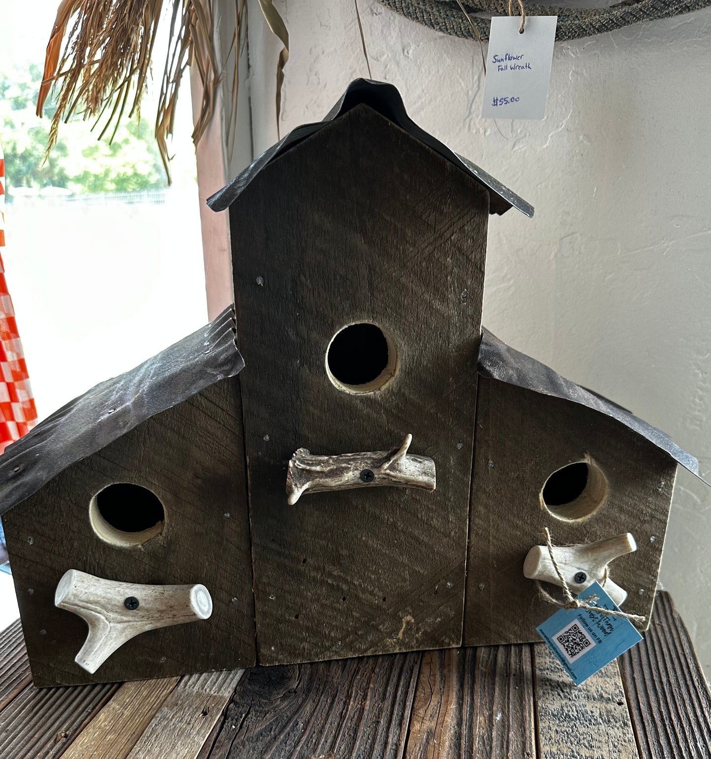 Apartment Style Wooden Birdhouse with Metal Roof