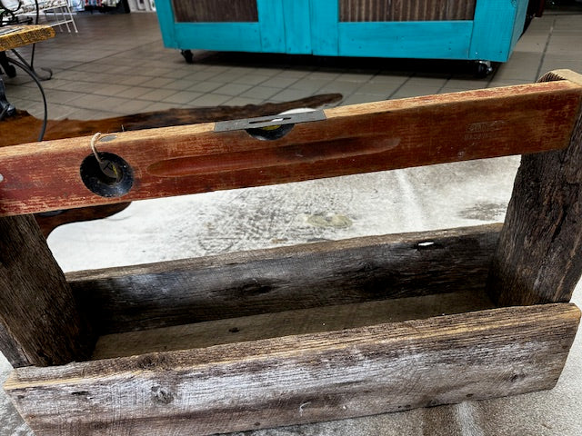 Handcrafted Barnwood Box with Vintage Level for Handle