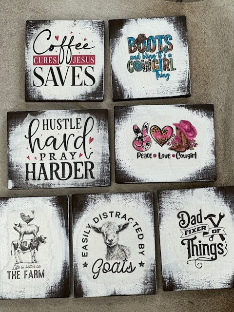 Small Hand Made Distressed Signs for Your Home