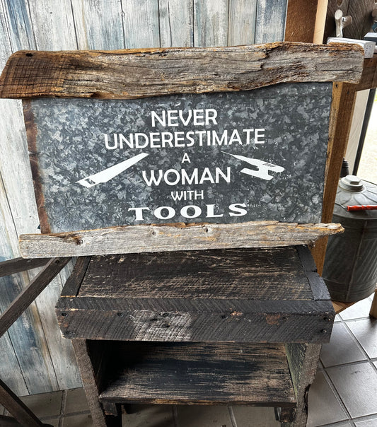 Women with Tools Metal Sign